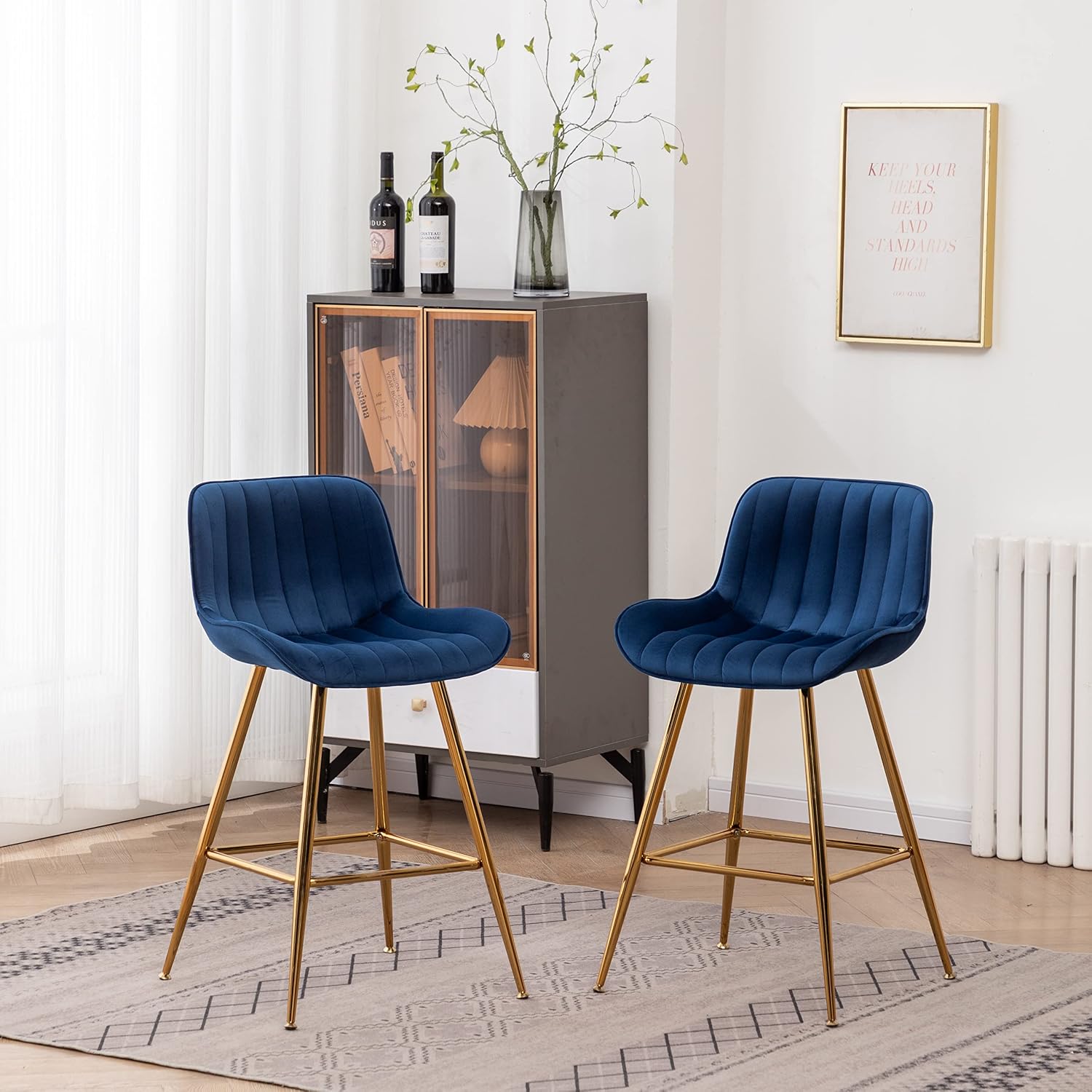 Blu Dot Counter Stool, Black Leather detail
