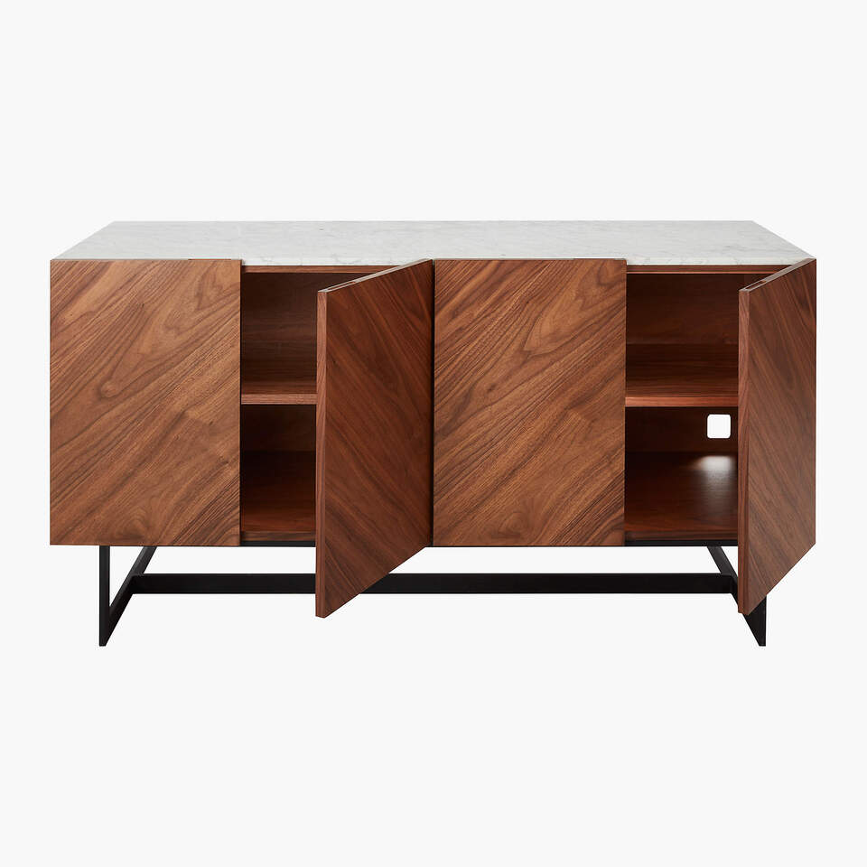 CB2 Channel Media Console, 60 Inch, Matte Black, Engineered wood detail