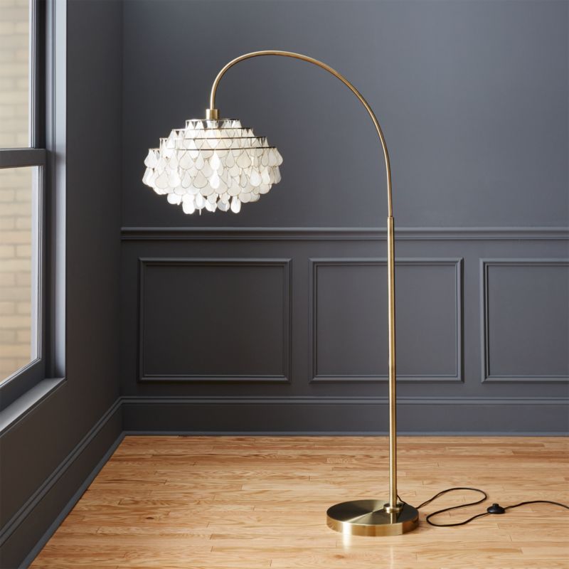 CB2 Globo Floor Lamp, Brushed Brass, Metal detail