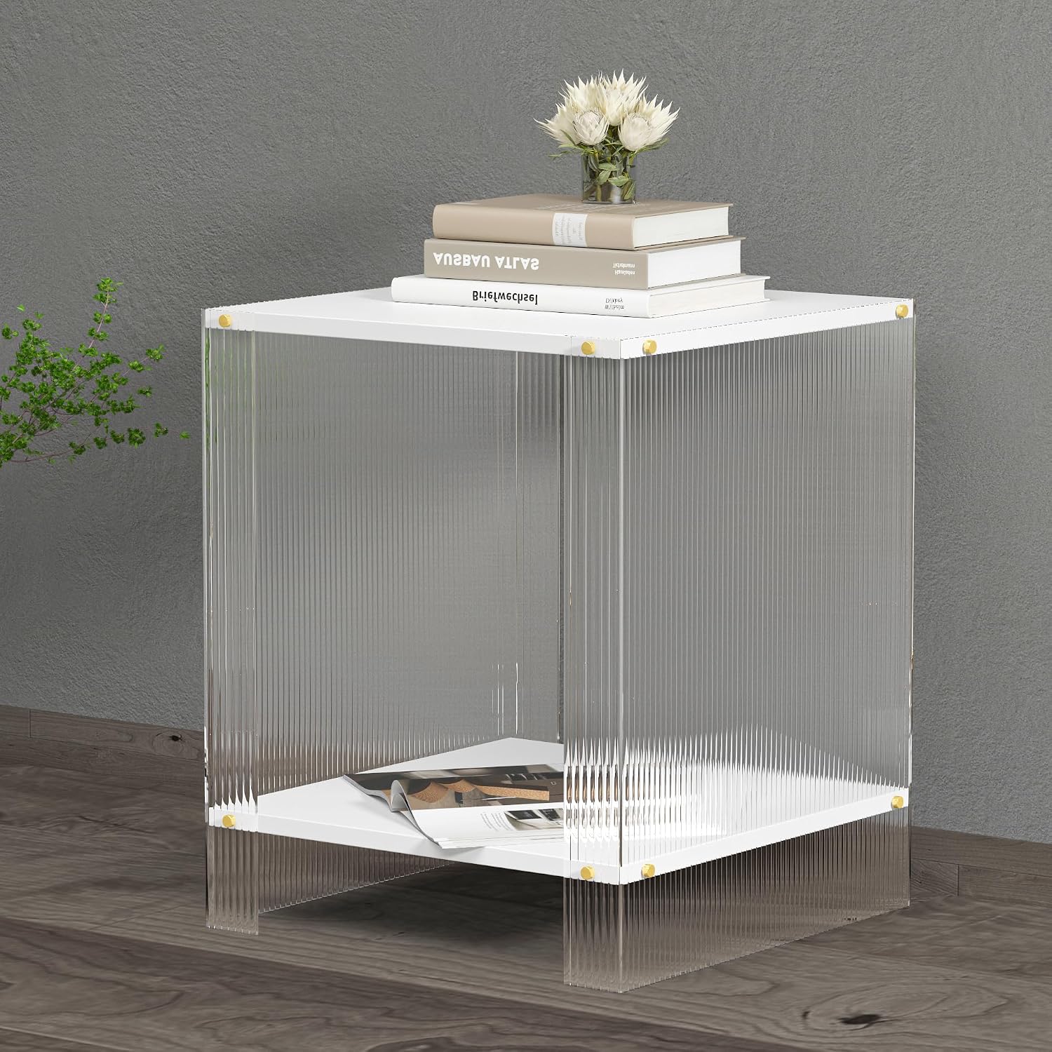 CB2 Peekaboo Acrylic Side Table, Clear detail