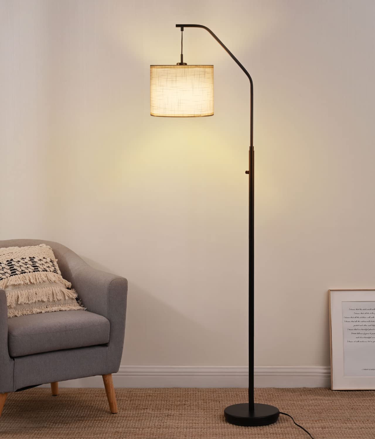 Pottery Barn Tobin Arc Floor Lamp, Antique brass, Metal detail