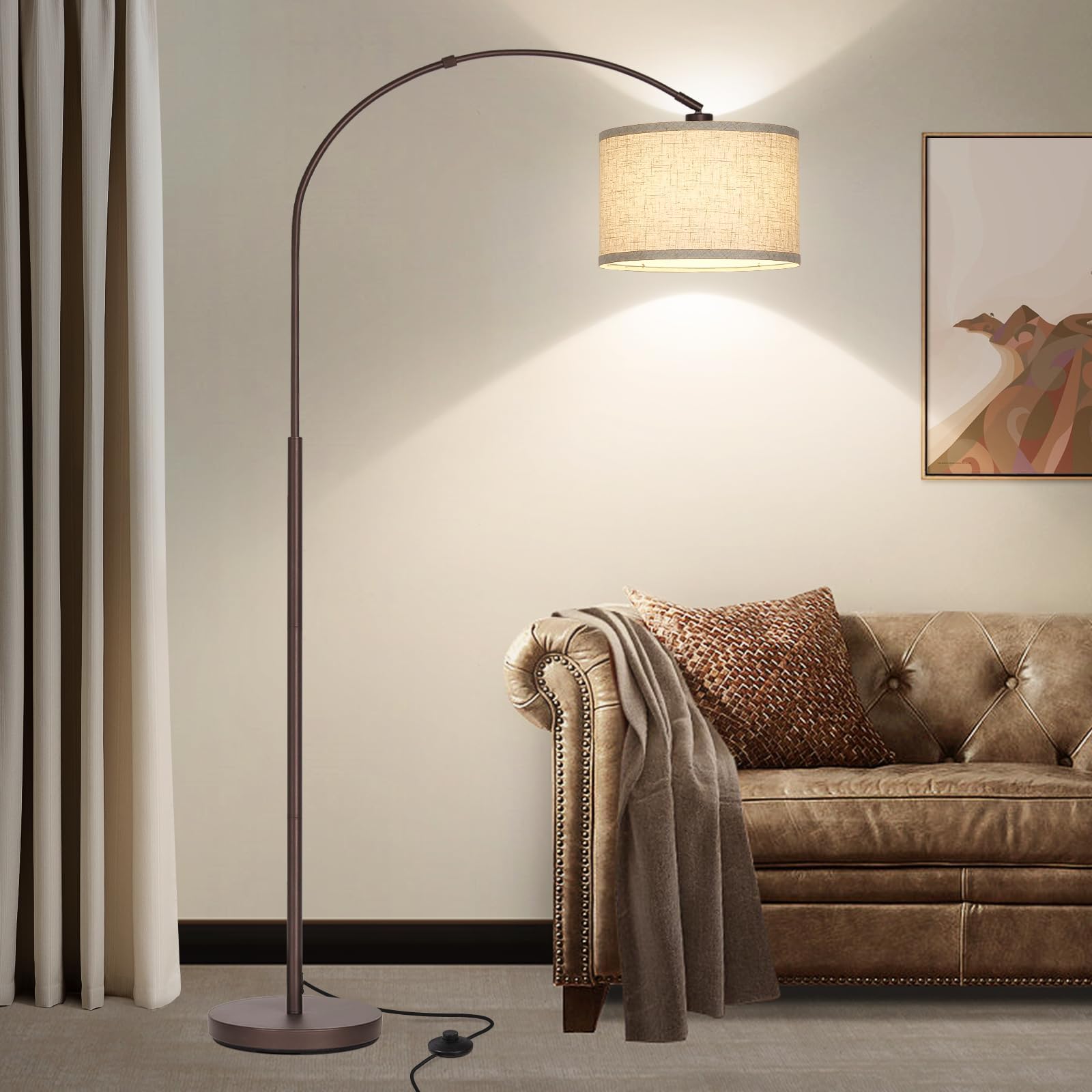 Pottery Barn Tobin Arc Floor Lamp, Antique brass, Metal detail