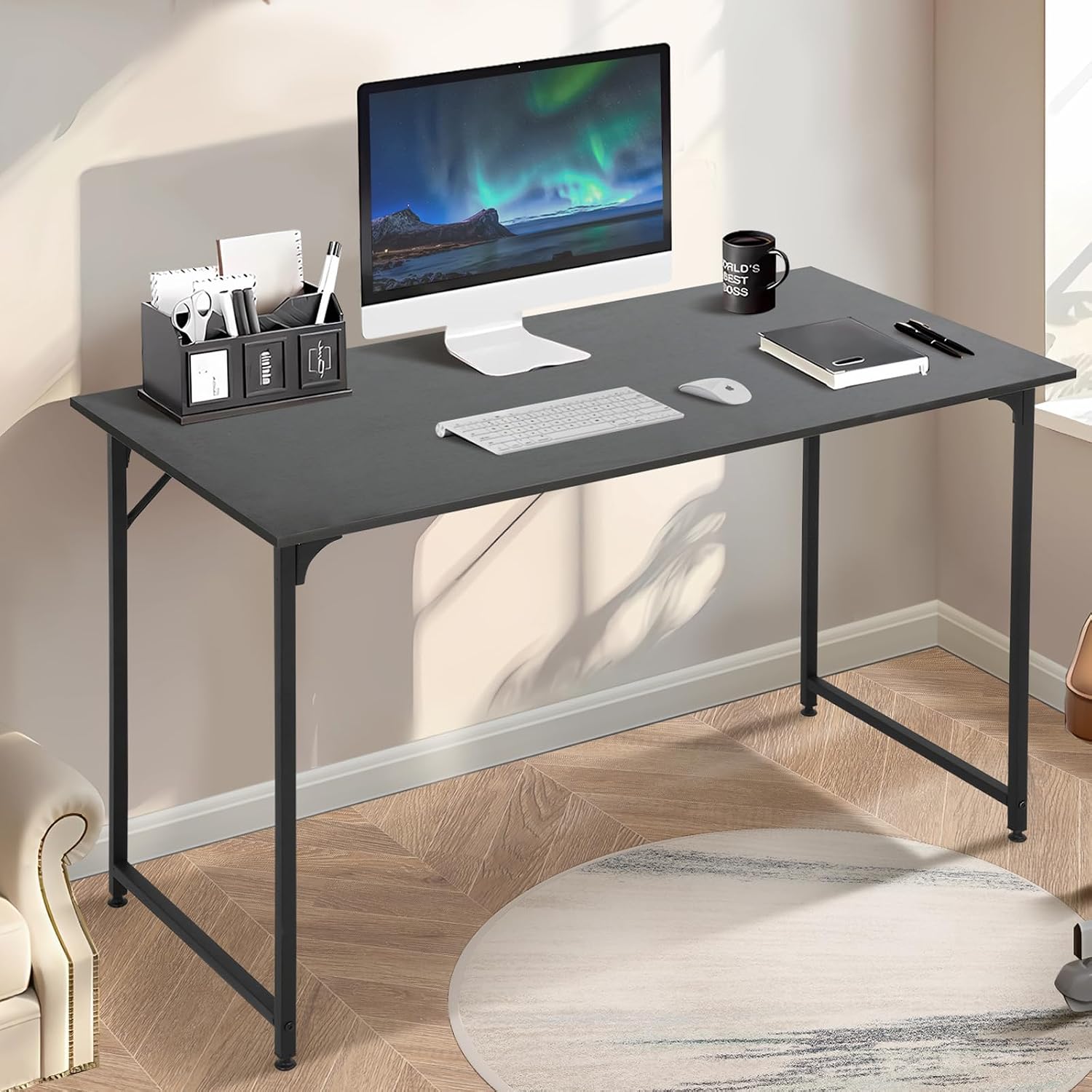 West Elm Industrial Modular Desk, 48 Inch, Natural / black, Wood detail