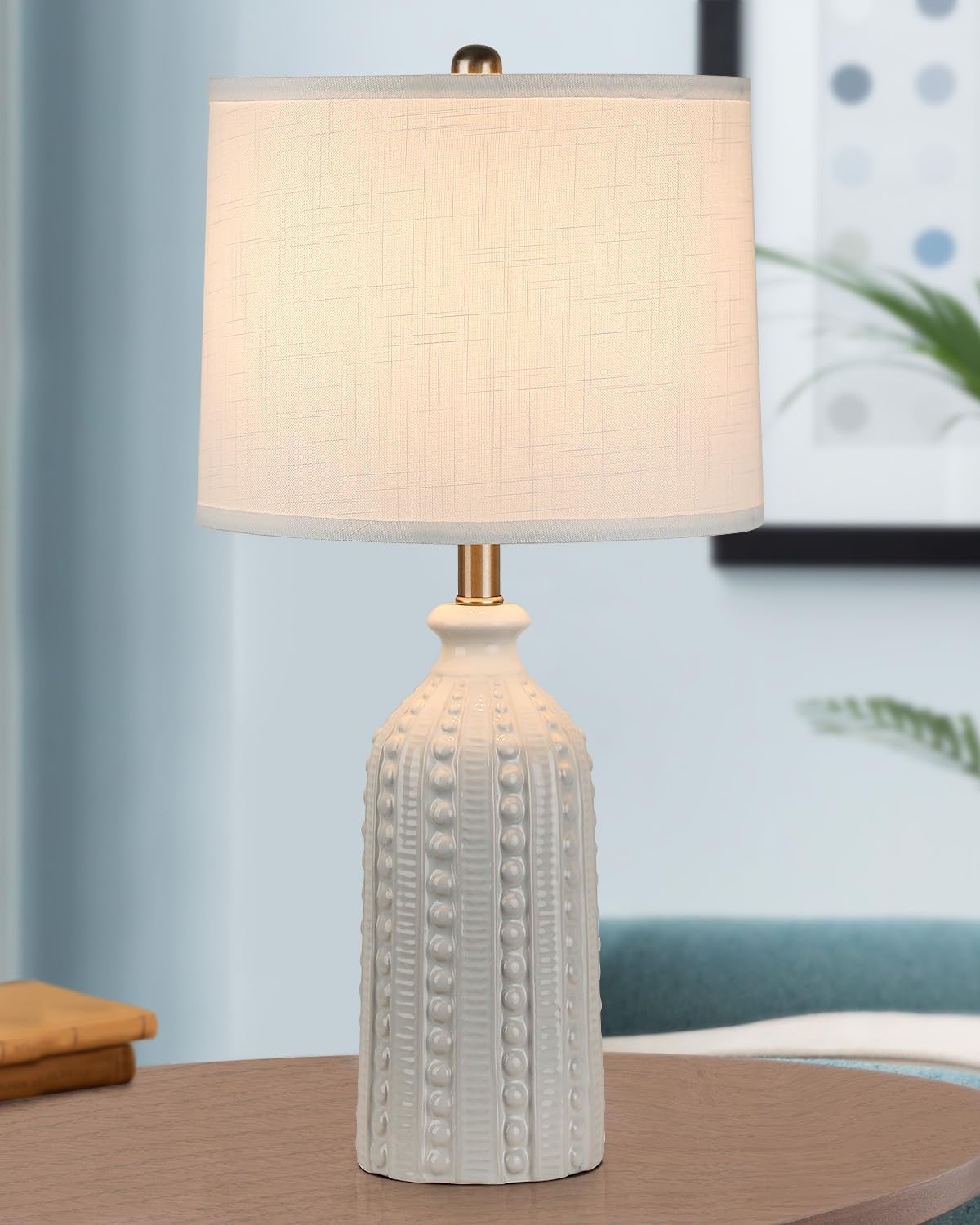 West Elm Sculptural Glass Table Lamp, Clear / white